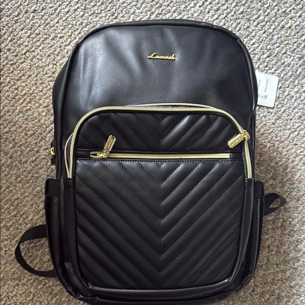 Lovevook Black and Gold Quilted Backpack